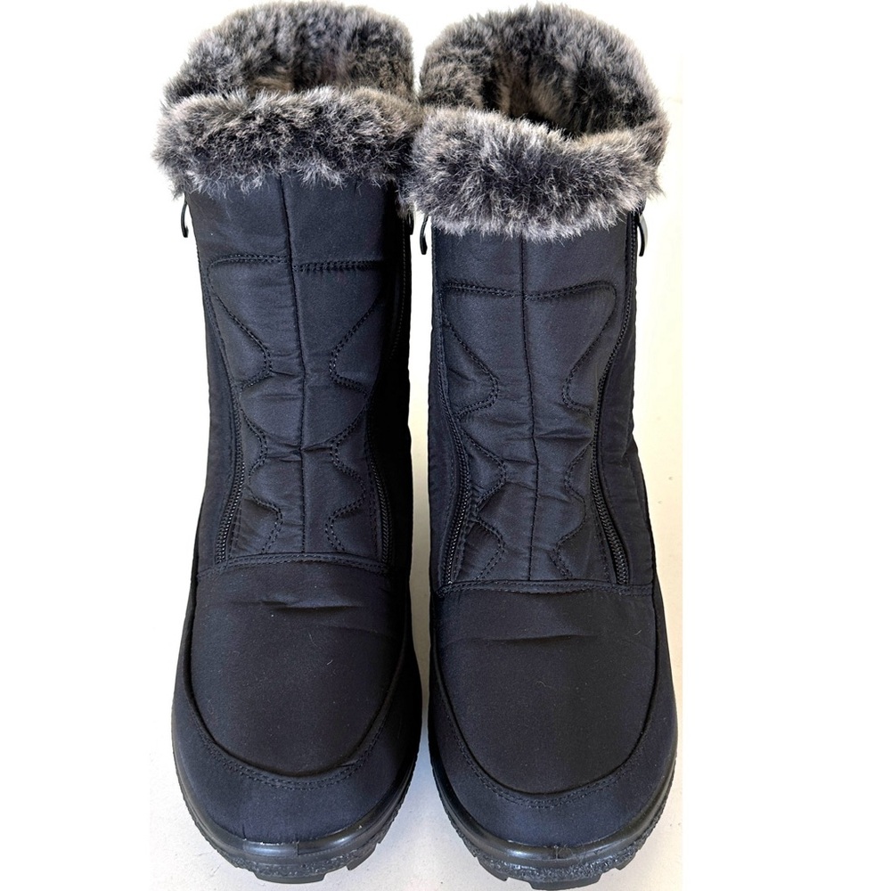 Flexus Women's Cozy Black Winter Boots With Faux Fur Trim